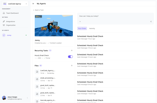 An AI Employee's daily run log showing recurring tasks, ingested files, and scheduled email checks